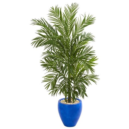 NEARLY NATURALS 5.5 ft. Areca Palm Artificial Tree in Blue Planter 5644
